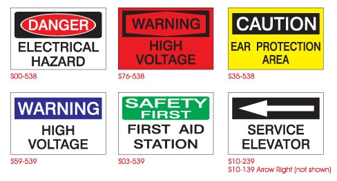 Various Safety Signs And Its Symbols Representation. 